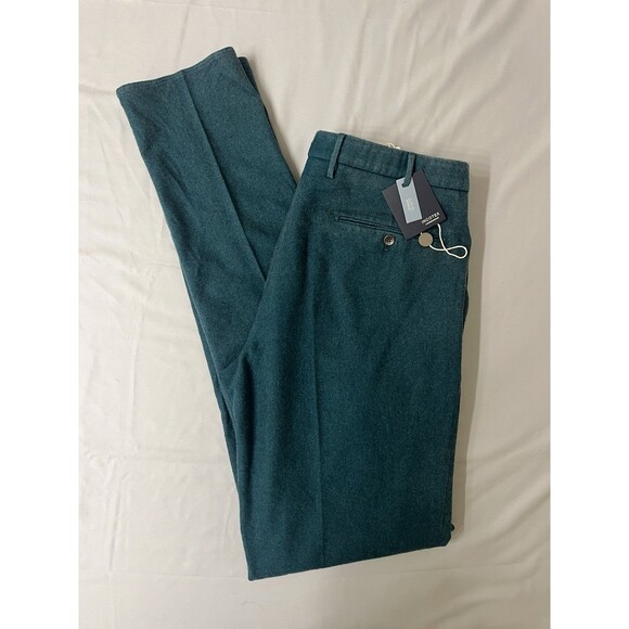 NWT Incotex Slowear Men's 52 US 33 Slim Fit Pattern 30 Wool Trousers Teal - Picture 1 of 13